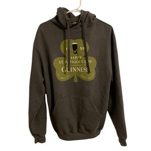 Guinness Black Hoodie with Green Shamrock Graphic